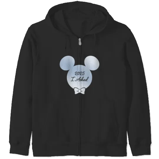 Womens Disney I Asked Proposal Engagement Bow Tie Groom Mickey 25 Zip Hoodies