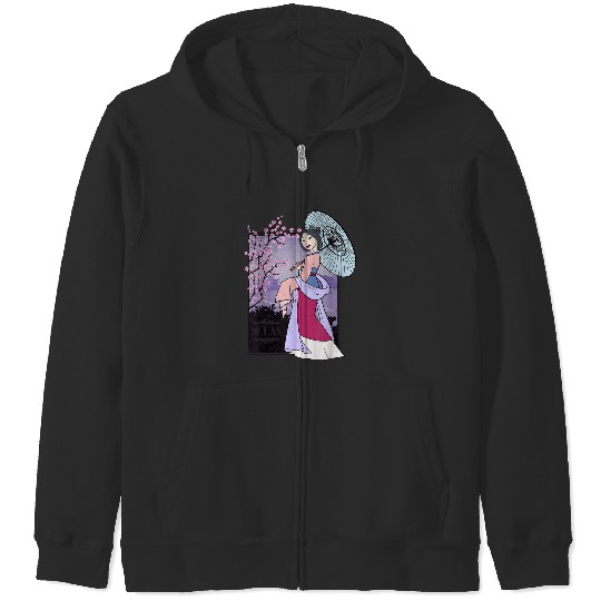 Disneyss Mulan Honor To Us All Cherry Blossoms Graphic Zip Hoodies