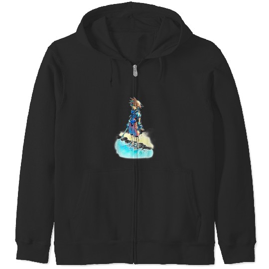 Disney Kingdom Hearts Sora Beach Sketch Zip Hoodies
