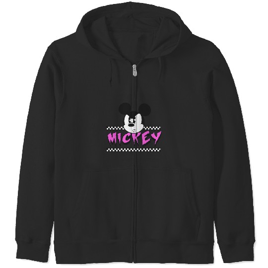 Disney Mickey And Friends Retro Checkerboard Punk Mickey Zip Hoodies
