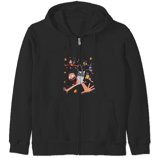 Bobs Burgers Comic Art Family Falling Zip Hoodies