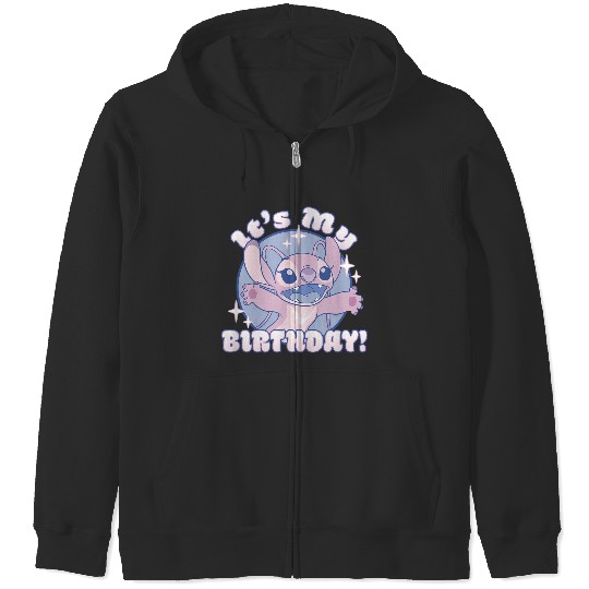 Disneyss Lilo Stitch Angel It's My Birthday Retro Sparkle Zip Hoodies