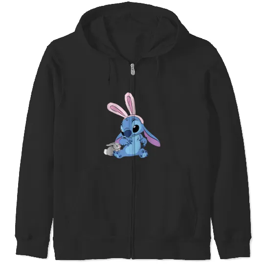 Disneyss Stitch With Easter Bunny Zip Hoodies