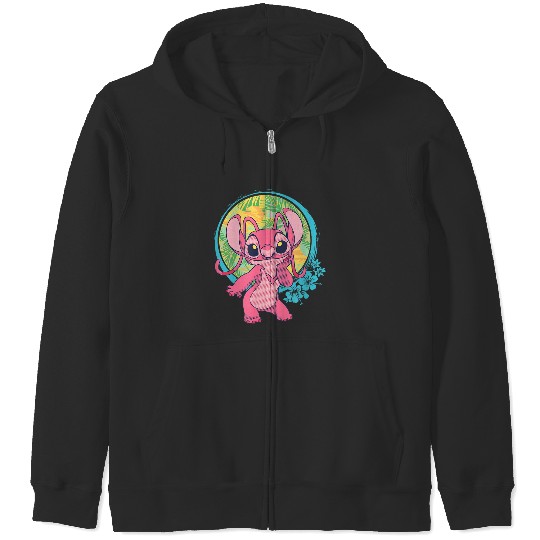 Disneyss Lilo Stitch Angel Tropical Hawaii Beach Vibes Zip Hoodies