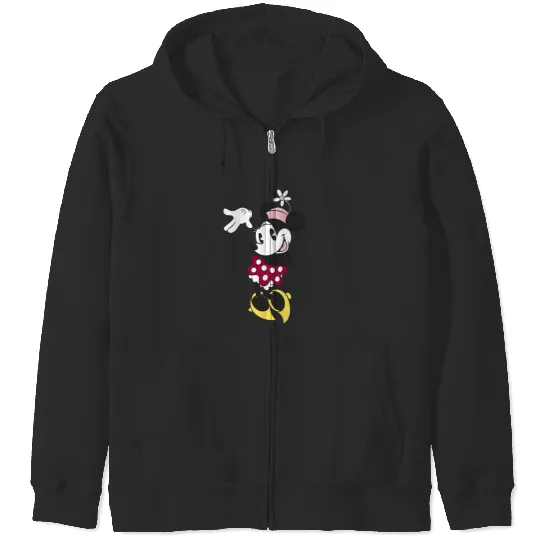 Disney Minnie Mouse Waving Pose Cute Flower Hat Portrait Zip Hoodies