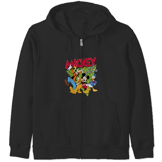 Disney Mickey And Friends Group Shot Patterned Portrait Zip Hoodies