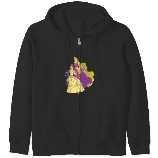 Disney Princess Belle Aurora and Rapunzel Hearts Zip Hoodies