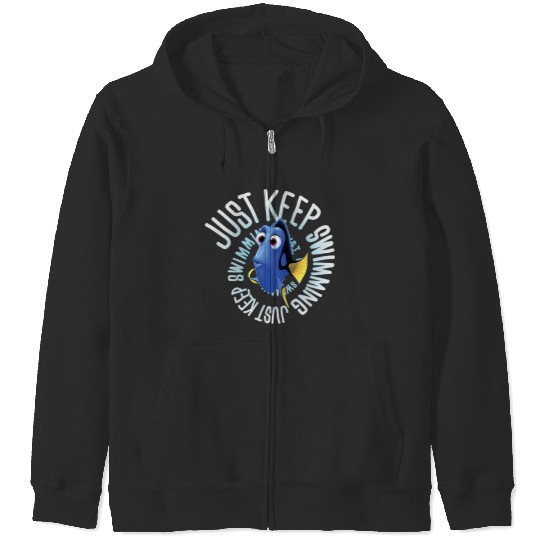 Disneyss Pixars Finding Dory Just Keep Swimming Big Chest Logo Zip Hoodies