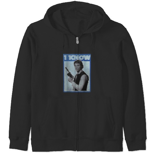Star Warss Han Solo Iconic Unscripted I Know Disneyss+ Zip Hoodies
