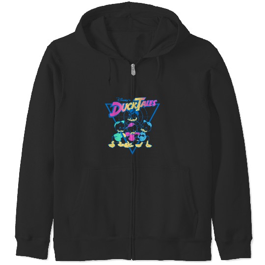 Disney DuckTales  Neon Outlines Group Shot Distressed Zip Hoodies