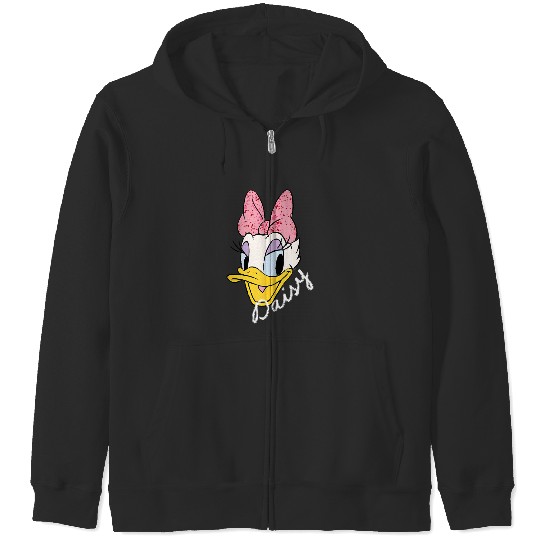 Disneyss Daisy Duck Sassy Glamorous Speckled Bow And Name Zip Hoodies