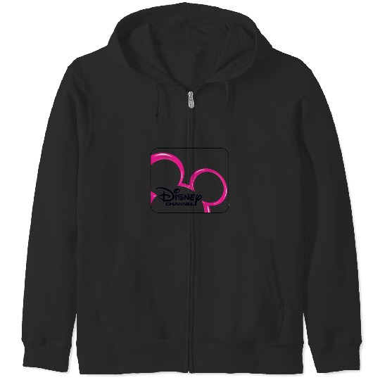 Disney Channel  Mickey Mouse Pink Retro 2000s Logo Zip Hoodies