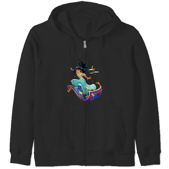 Disneyss Aladdin Princess Jasmine Magic Carpet Pose Zip Hoodies