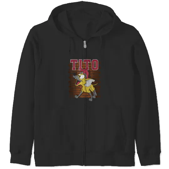 Disneyss Oliver Company Tito Funny Chihuahua Street Portrait Zip Hoodies