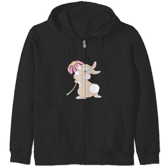 Disney Bambi Cute Flirty Thumper Rabbit Big Chest Portrait Zip Hoodies
