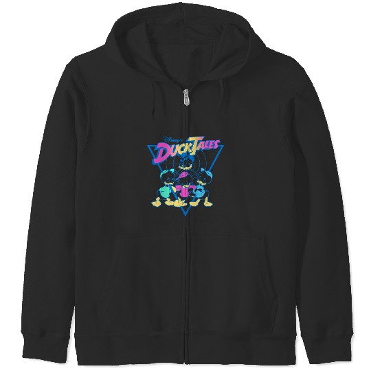 Disney DuckTales  Neon Outlines Group Shot Distressed Zip Hoodies