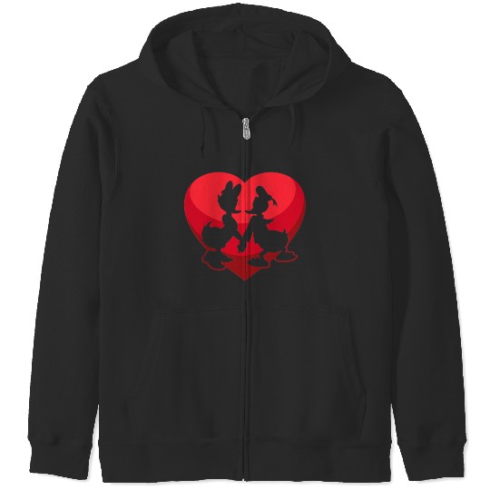 Disneyss Donald And Daisy Duck Valentine's Day Small Heart Zip Hoodies
