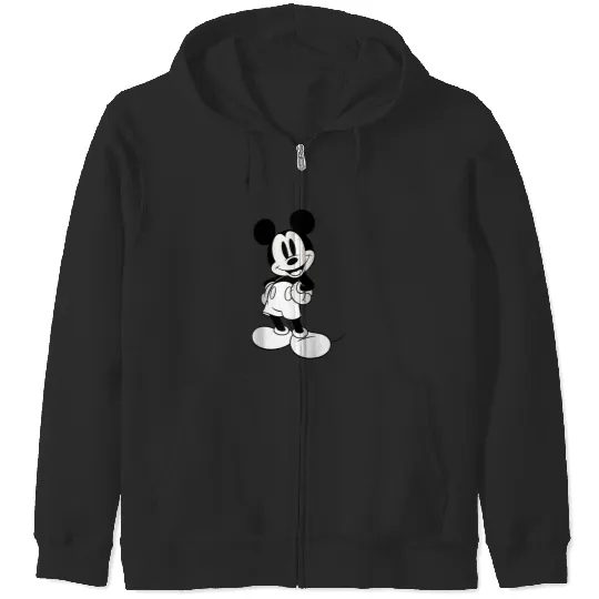 Disney Classic Mickey Black and White Raglan Baseball Tee Zip Hoodies