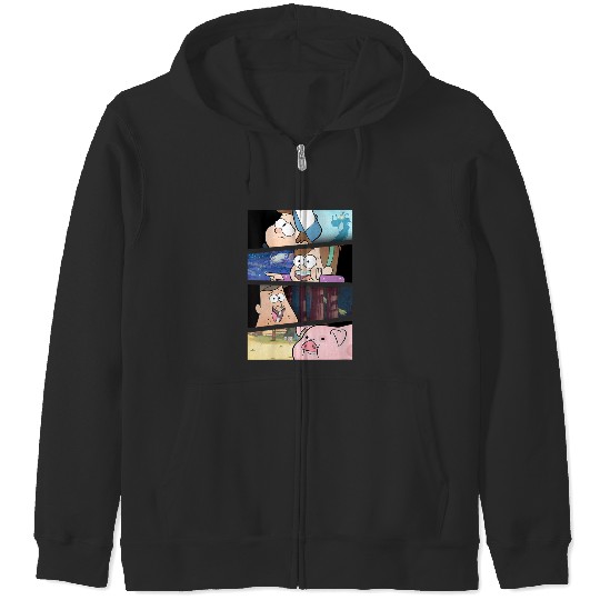 Disneyss Gravity Falls Group shots Split Panels Scene Logo Zip Hoodies