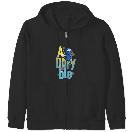 Disneyss Pixars Finding Dory Adoryble Happy Dory Chest Poster Zip Hoodies