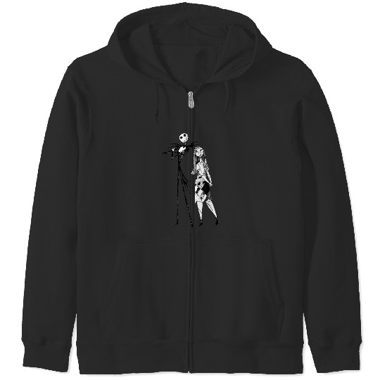 Disneyss The Nightmare Before Christmas Jack Sally Line Art Zip Hoodies