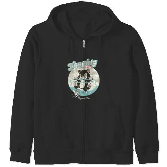 Disney Pinocchio Naughty Kitty Figaro Cleo  Big Logo Zip Hoodies