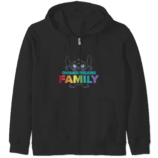 Disneyss Lilo Stitch Ohana Means Family Stitch Rainbow Pride Zip Hoodies