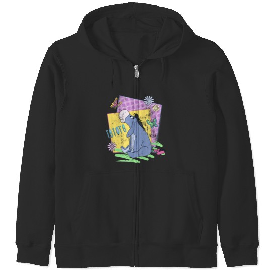 Disneyss Winnie The Pooh Eeyore Retro Butterflies Poster Zip Hoodies