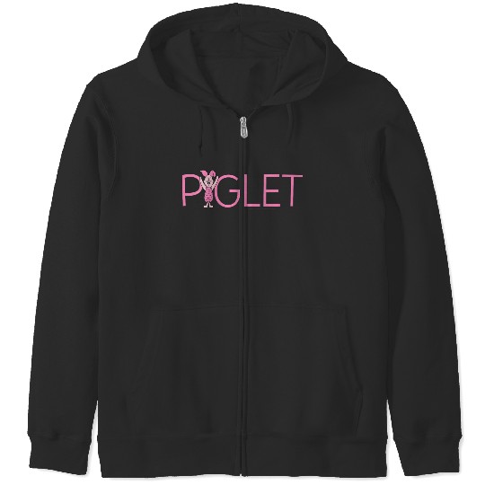 Disneyss Winnie The Pooh Piglet Classic Lettering Zip Hoodies