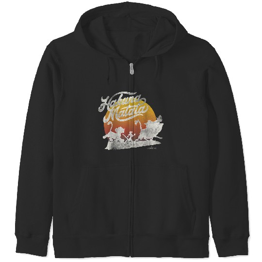 Disneyss Lion King Hakuna Matata Stamp Silhouette Zip Hoodies