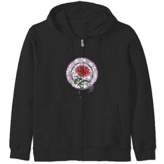 Disneyss Beauty And The Beast Stained Glass Rose Zip Hoodies