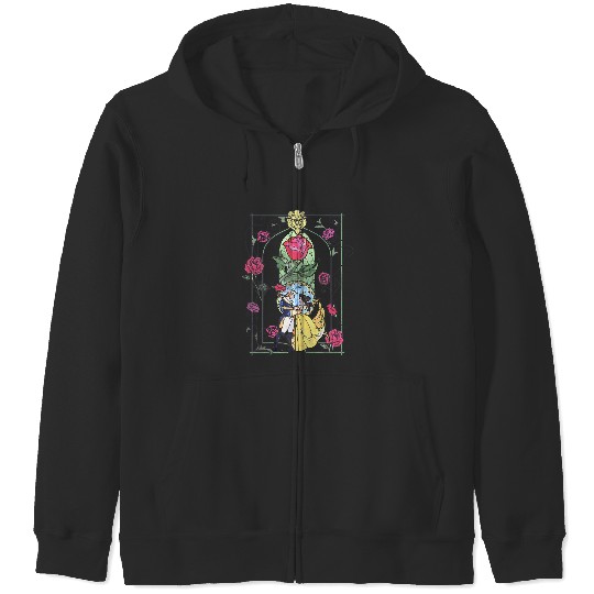 Disneyss Beauty And The Beast Stained Glass Graphic Zip Hoodies