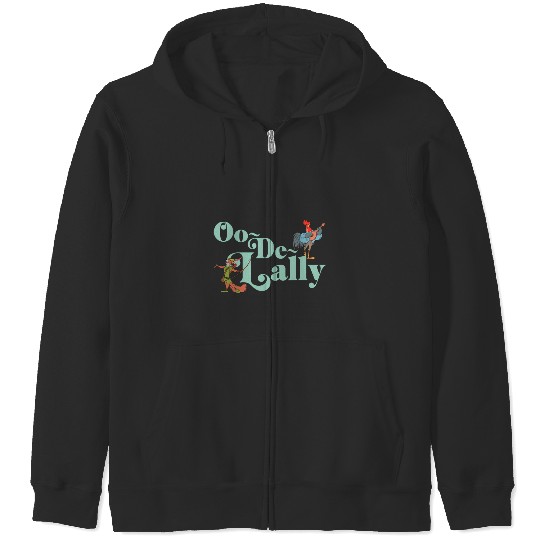 Disney Robin Hood Oo-De-Lally Iconic Quote Chest Text Logo Zip Hoodies