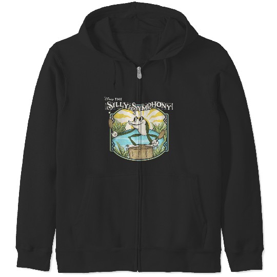 Discover Disneyss Silly Symphonies Springs Frog Pond Vintages Chest Logo Zip Hoodies