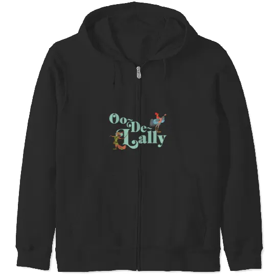 Disney Robin Hood Oo-De-Lally Iconic Quote Chest Text Logo Zip Hoodies