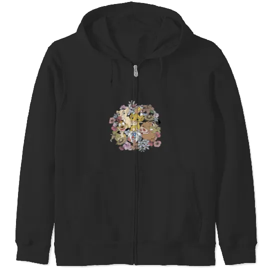 Vintage Floral Lion King, Timon and Pumbaa Zip Hoodies, Floral Disney Zip Hoodies