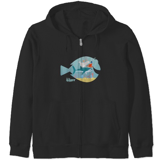 Disneyss Pixars Finding Dory Fish Frame Adventure Crew Logo Zip Hoodies