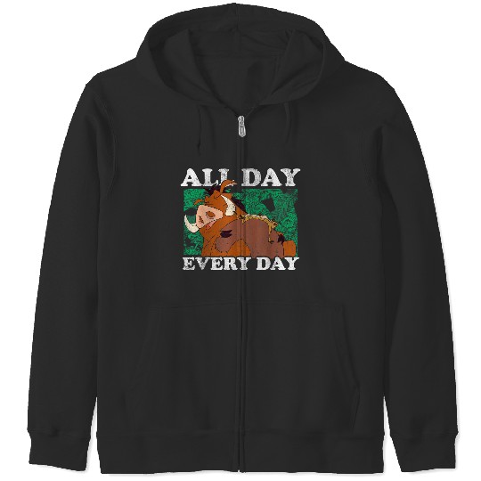 Disneyss The Lion King Timon Pumbaa All Day Text Poster Zip Hoodies