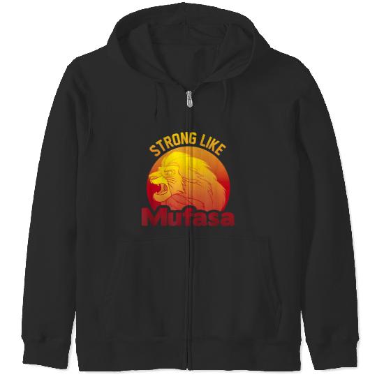 Disneyss The Lion King Strong Like Mufasa Sunset Logo Zip Hoodies