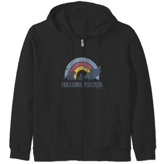 Disneyss The Lion King Hakuna Matata Distressed Rainbow Logo Zip Hoodies
