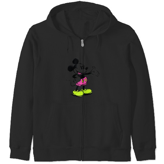 Discover Disney Mickey And Friends Sketchy Neon Mickey Mouse Portrait Zip Hoodies