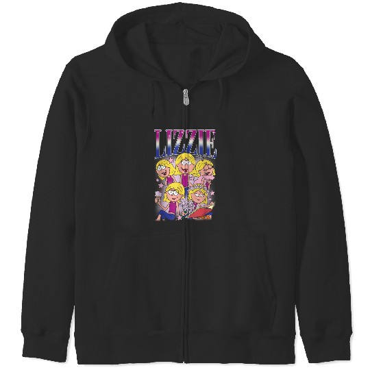 Discover Disney Lizzy Mcguire Lizzie 90s Style Collage Big Chest Logo Zip Hoodies