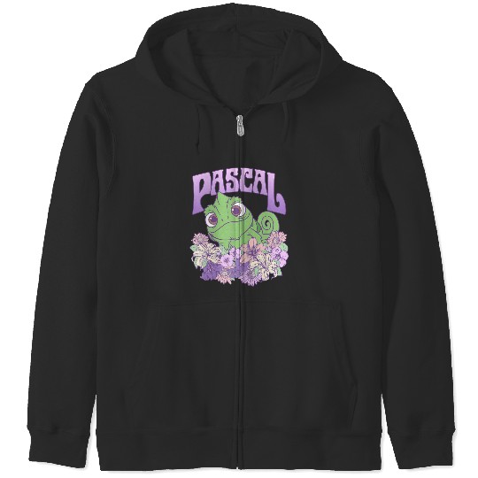 Disney Tangled Cute Pascal Floral Pastel Big Chest Portrait Zip Hoodies
