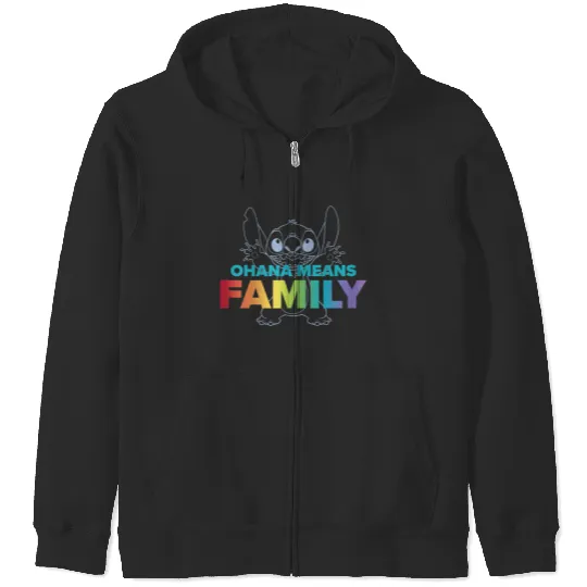 Disneyss Lilo Stitch Ohana Means Family Stitch Rainbow Pride Zip Hoodies