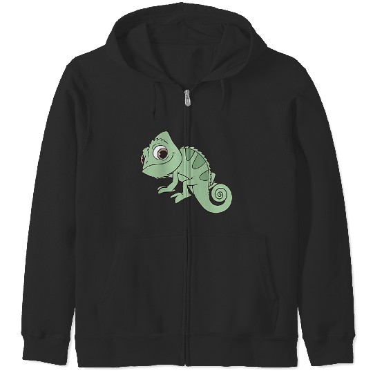 Discover Disney Tangled Pascal Cute Pose Left Chest Pocket Logo Zip Hoodies