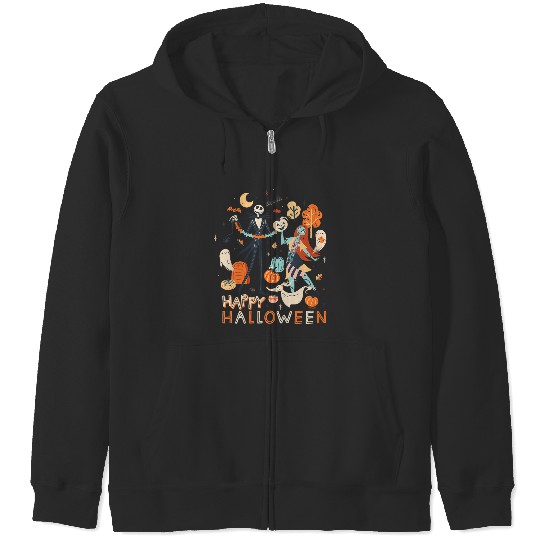 Disneyss The Nightmare Before Christmas Jack Sally Halloween Zip Hoodies