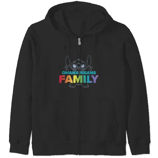 Disneyss Lilo Stitch Ohana Means Family Stitch Rainbow Pride Zip Hoodies
