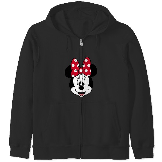 Discover Disney Minnie Mouse Pretty Face Classic Logo Zip Hoodies