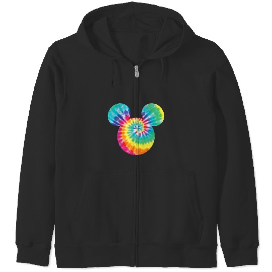 Disney Mickey Mouse Icon Rainbow Tie-Dye Short Sleeve Zip Hoodies