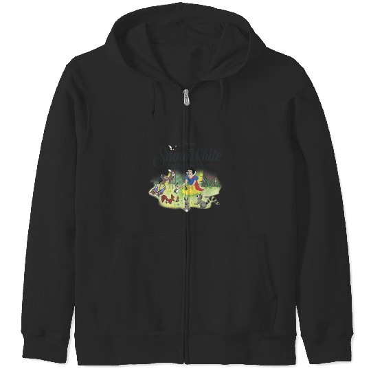 Discover Disney Snow White Animal Friends Title Logo Zip Hoodies